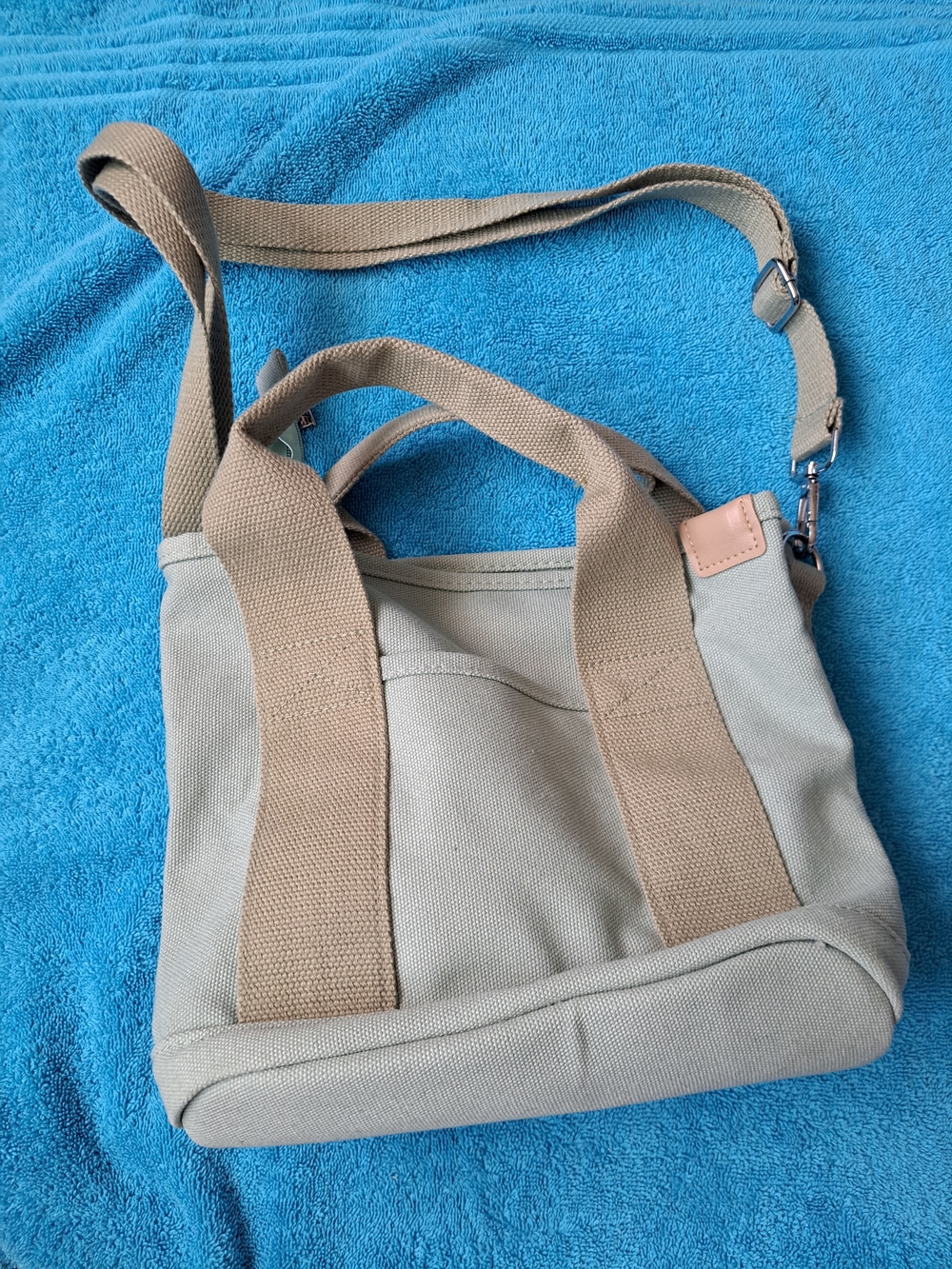 Neutral Canvas Tote with Adjustable Strap - Taupe